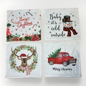 NEW Christmas Decorative Pillow Covers 18 x 18”  Set of 4 Holiday Decorations